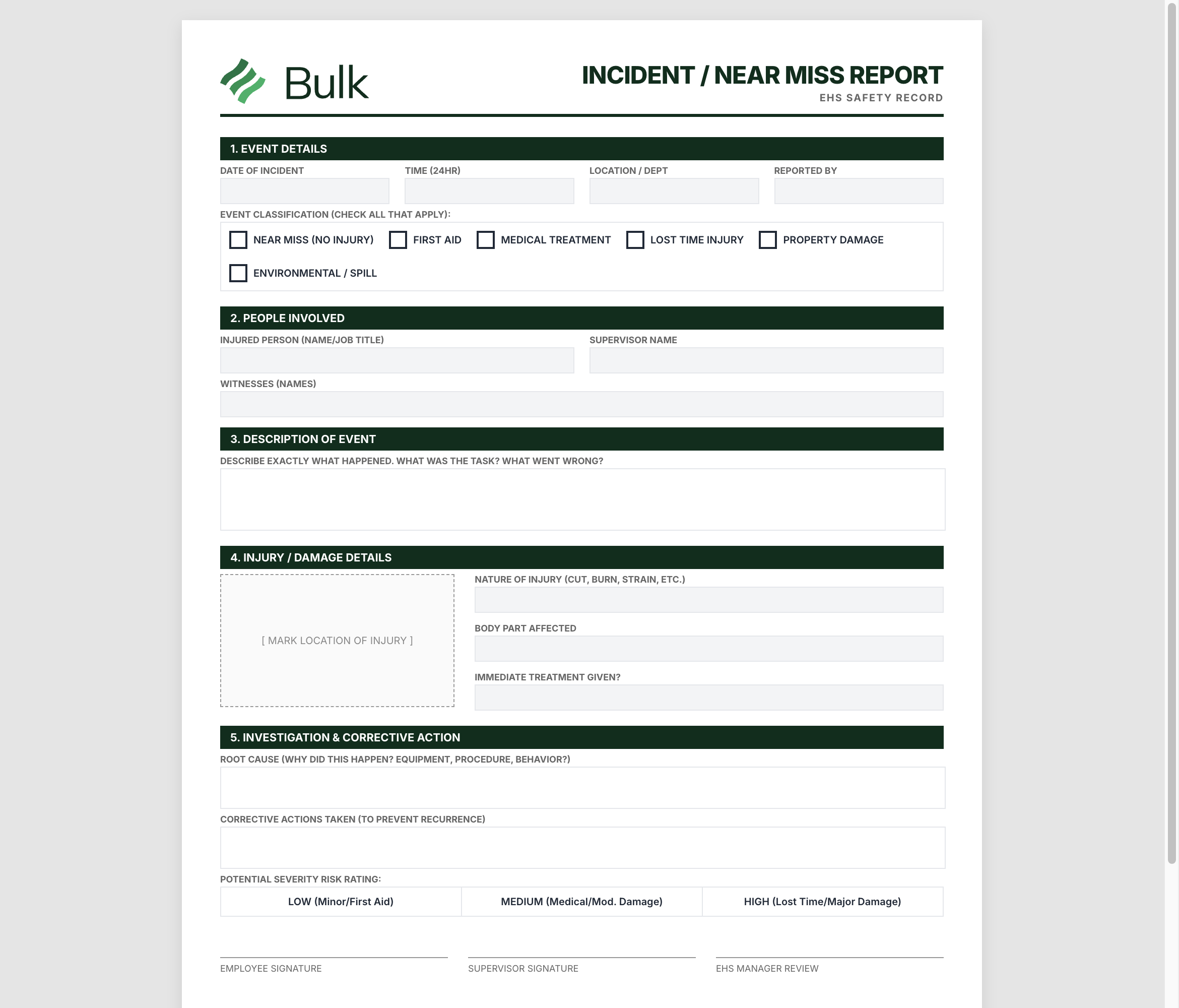 Incident Report Form Preview