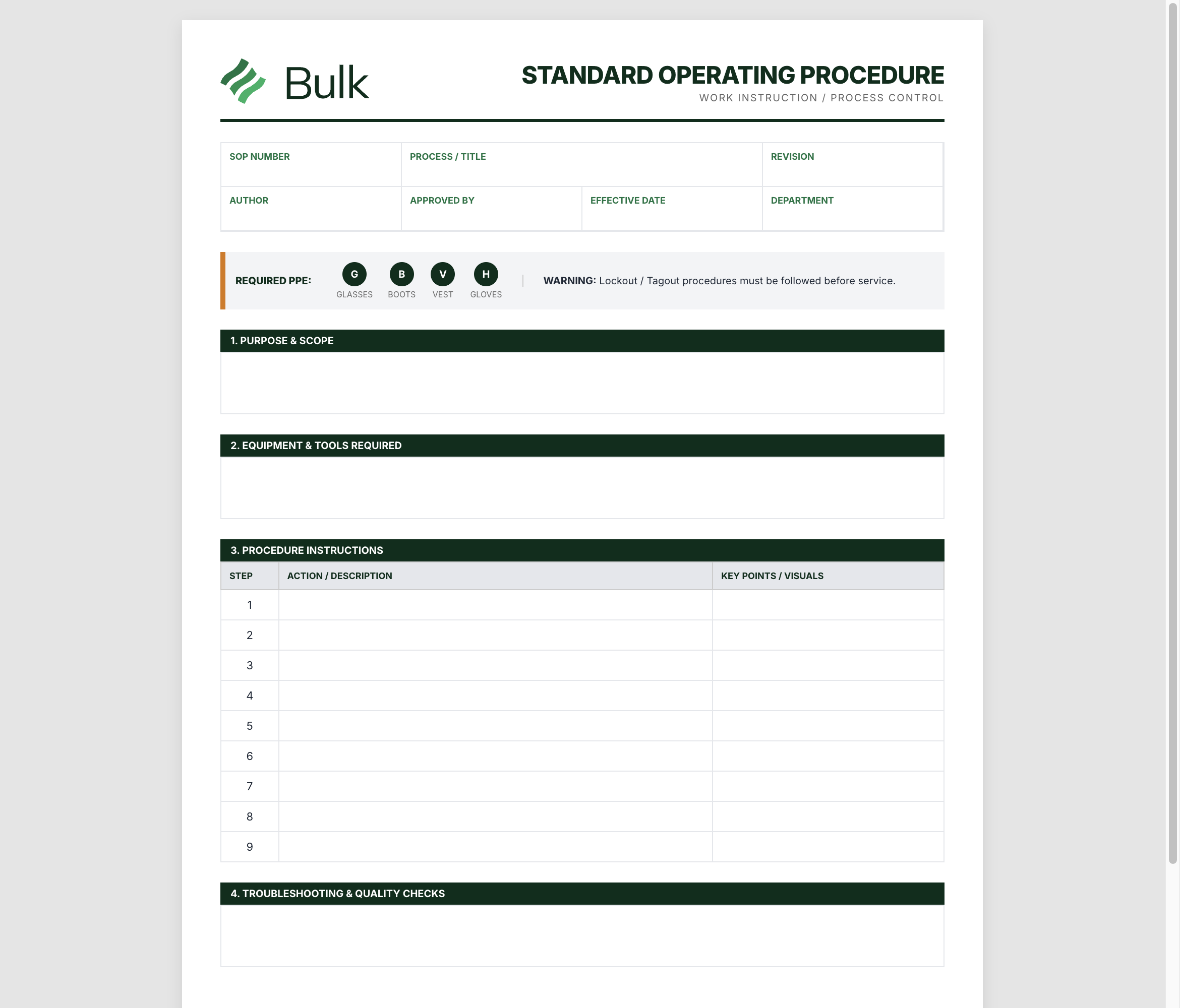 Standard Operating Procedure (SOP) Template Preview